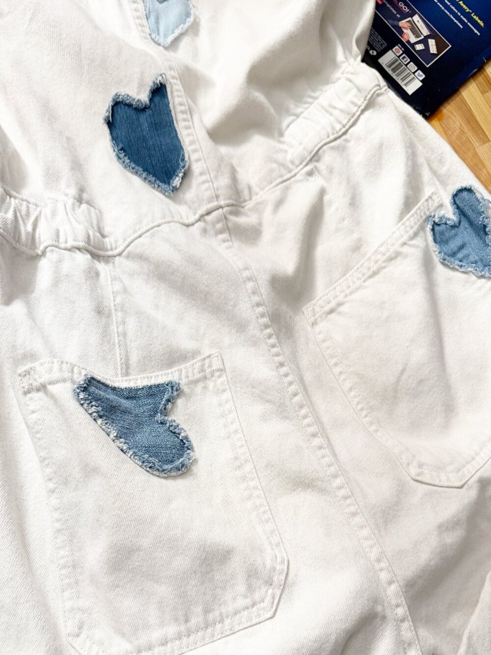 We The Free x Tricia Fix Re_Nuuly White Denim Heart Romper - Size M - Picture 8 of 10